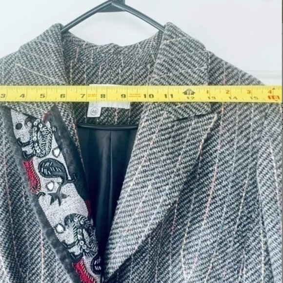 MUGLER VINTAGE WOOL TEXTURED BLAZER PINK STRIPES  SIZE 46 THIERRY MUGLER - Picture 14 of 15